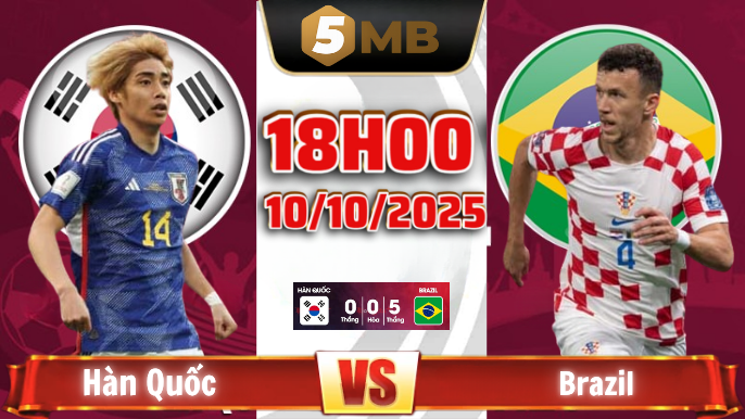 𝐍𝐡𝐚̣̂𝐧 đ𝐢̣𝐧𝐡 𝐇𝐚̀𝐧 𝐐𝐮𝐨̂́𝐜 𝐯𝐬 𝐁𝐫𝐚𝐳𝐢𝐥 𝟏𝟖𝐡𝟎𝟎 𝐧𝐠𝐚̀𝐲 𝟏𝟎/𝟏𝟎/𝟐𝟎𝟐𝟓, 𝐆𝐢𝐚𝐨 𝐡𝐮̛̃𝐮